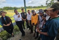 Ketua Komisi IV DPR RI, Titiek Soeharto saat meninjau jalanya panen raya bersama Menteri Pertanian Andi Amran Sulaiman di Kabupaten Bantul. (Dok. Kementerian Pertanian)